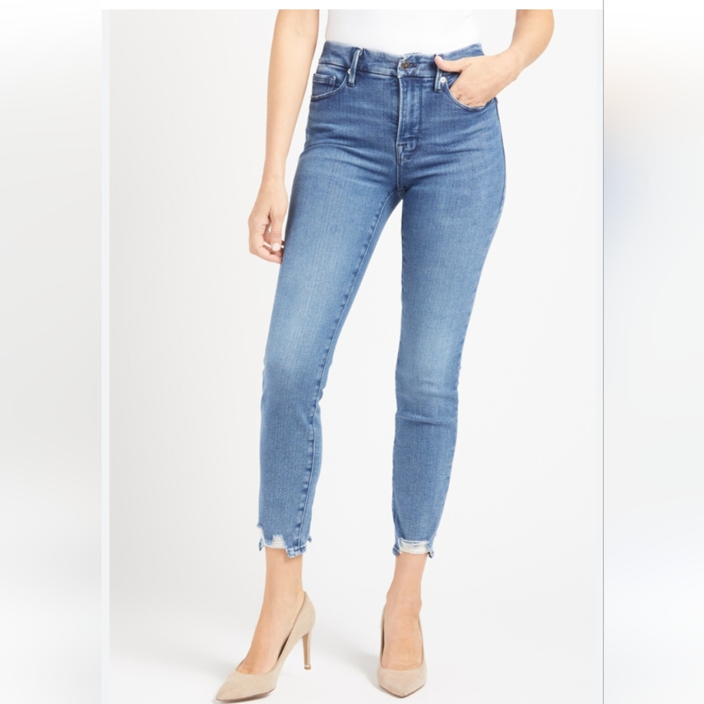 Good American Good Legs Cropped Chewed Hem Women's 15/33 - Picture 2 of 9